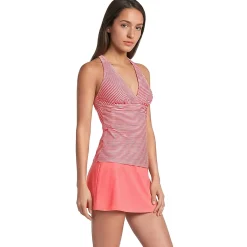 Women's V-Neck Plunge X Back Tankini Top
