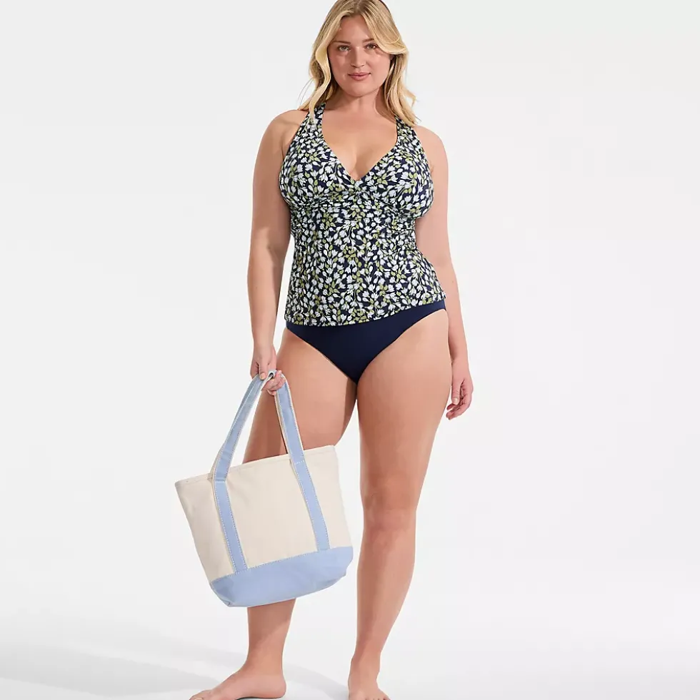 Women's V-Neck Plunge X Back Tankini Top