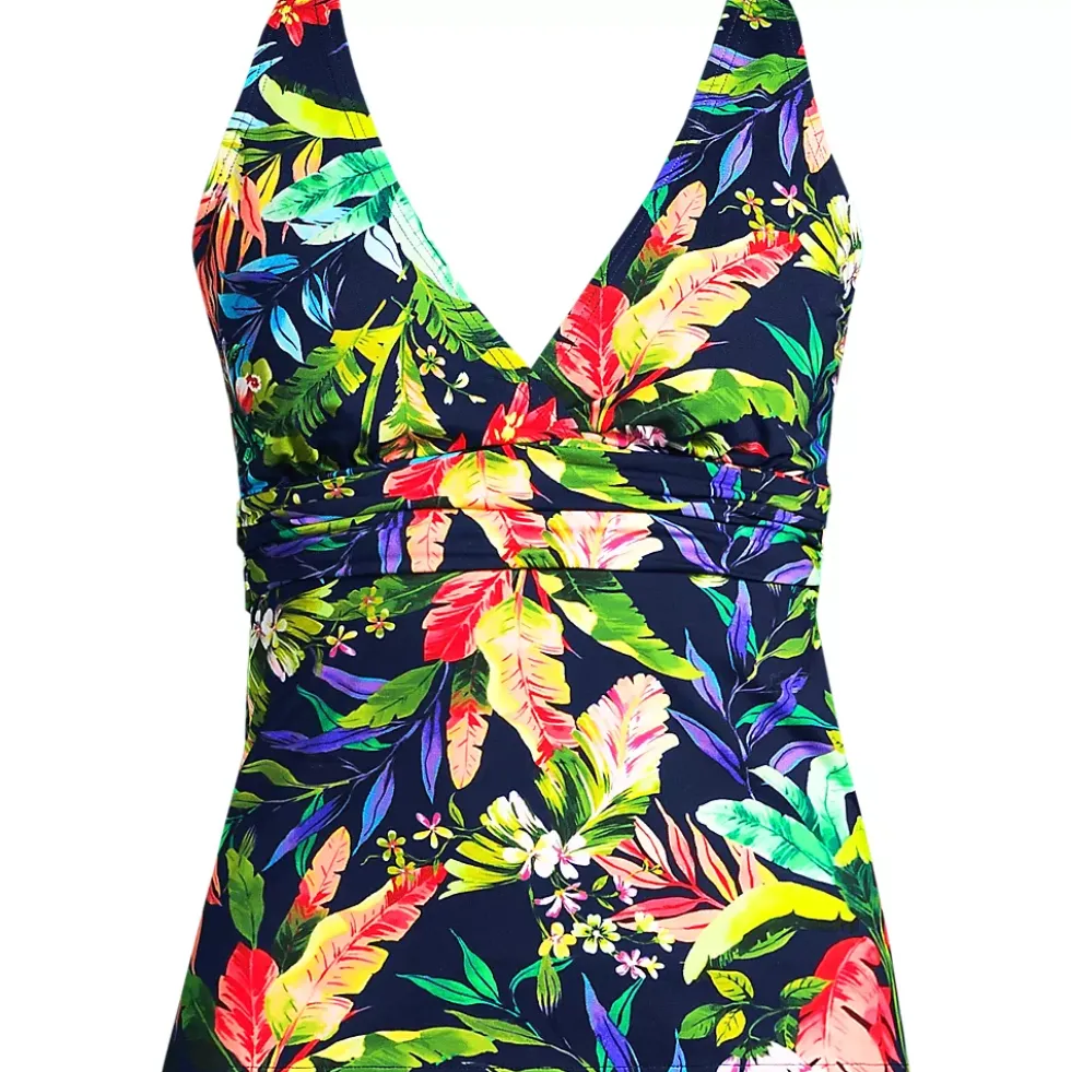 Women's V-Neck Plunge X Back Tankini Top
