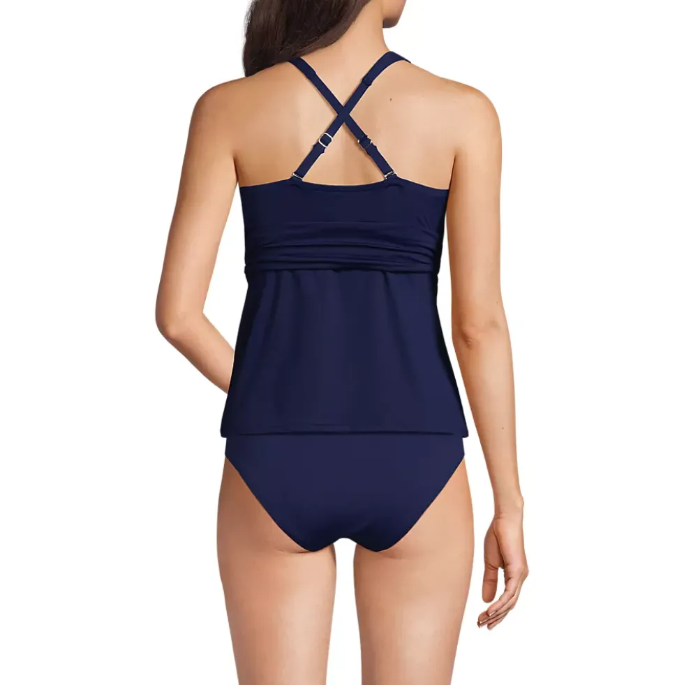 Women's V-Neck Plunge X Back Tankini Top