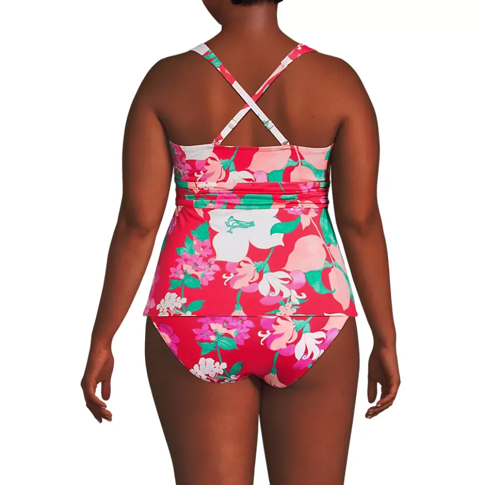Women's V-Neck Plunge X Back Tankini Top