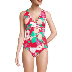 Women's V-Neck Plunge X Back Tankini Top