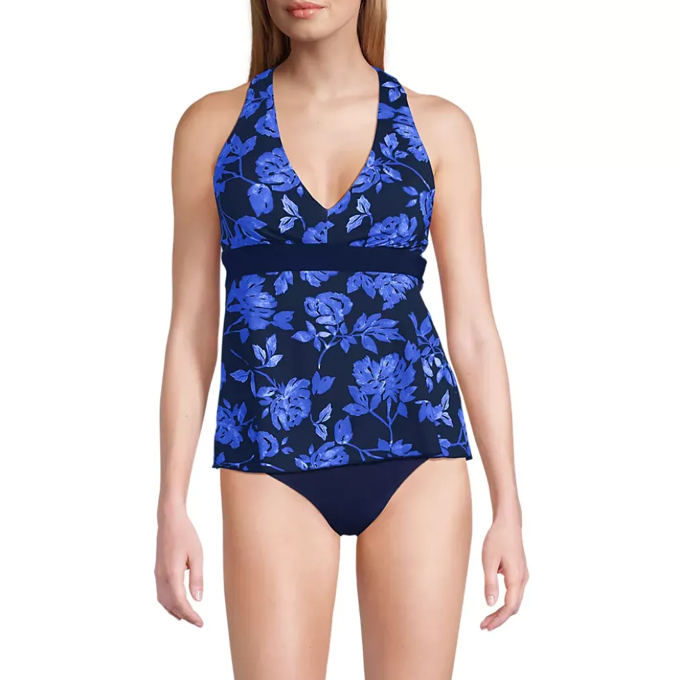 Women's V-Neck Racerback Flutter Tankini