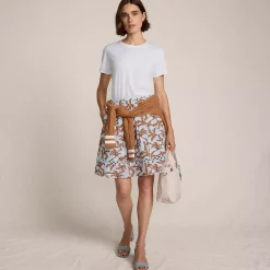 Women's Voile Ladder Trim Above the Knee Skirt