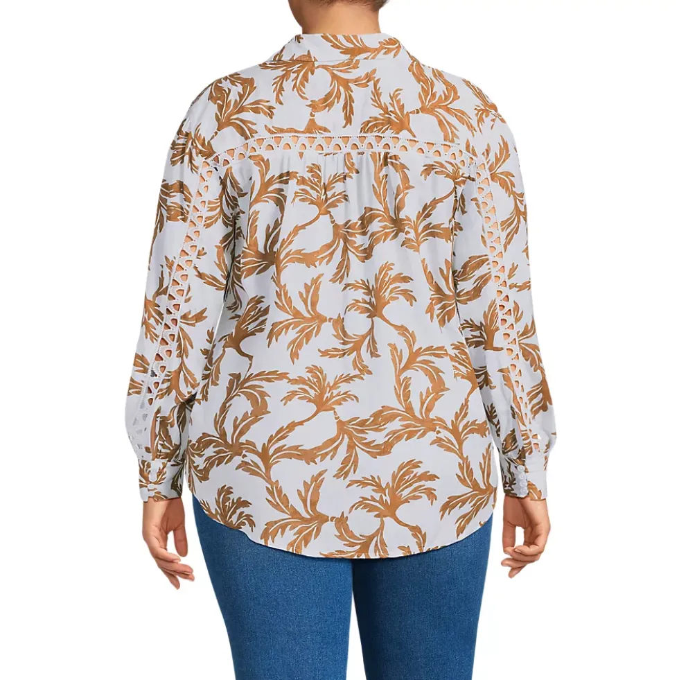 Women's Voile Shirred Trim Insert Shirt