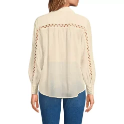 Women's Voile Shirred Trim Insert Shirt
