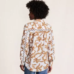 Women's Voile Shirred Trim Insert Shirt