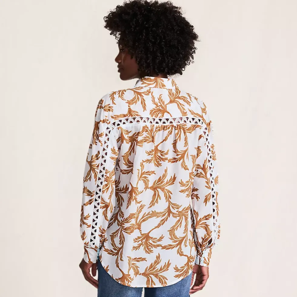 Women's Voile Shirred Trim Insert Shirt