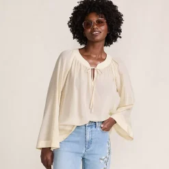 Women's Voile Tie Neck Poet Blouse