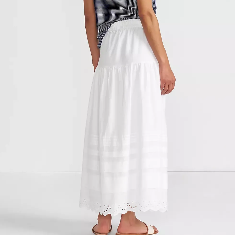 Women's Voile Tiered Eyelet Maxi Skirt