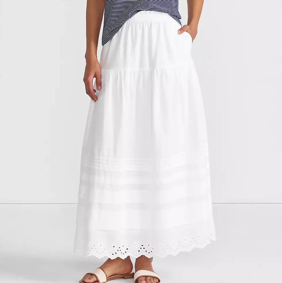 Women's Voile Tiered Eyelet Maxi Skirt