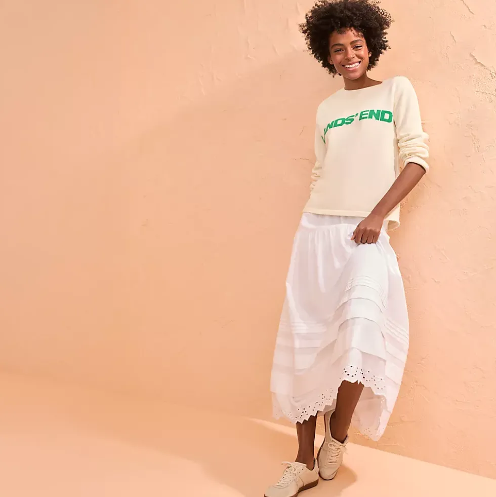 Women's Voile Tiered Eyelet Maxi Skirt