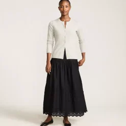 Women's Voile Tiered Eyelet Maxi Skirt