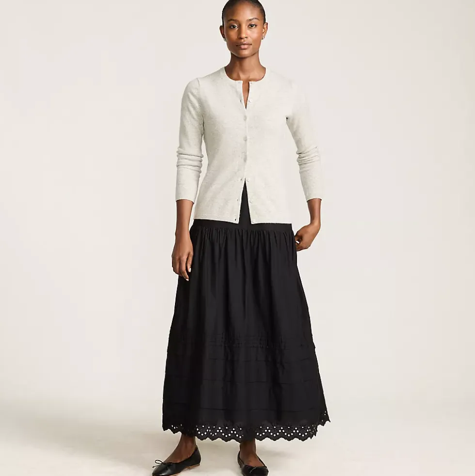 Women's Voile Tiered Eyelet Maxi Skirt