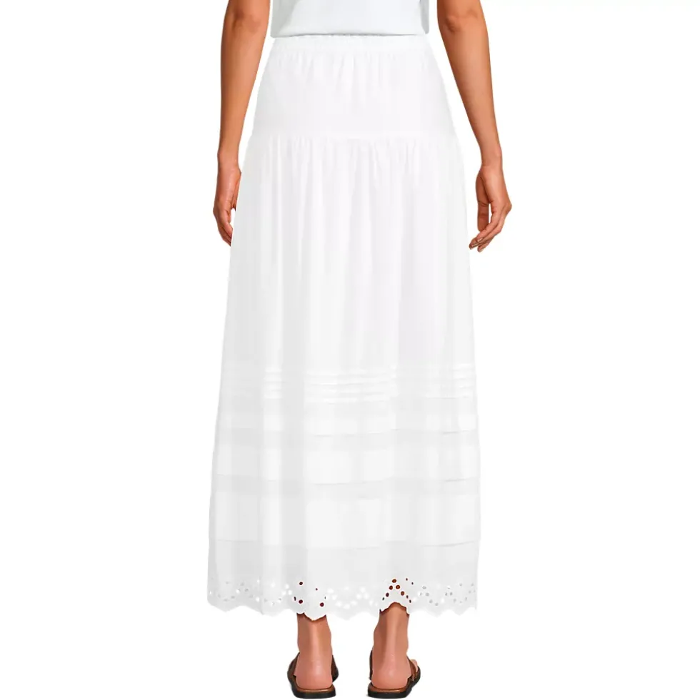 Women's Voile Tiered Eyelet Maxi Skirt