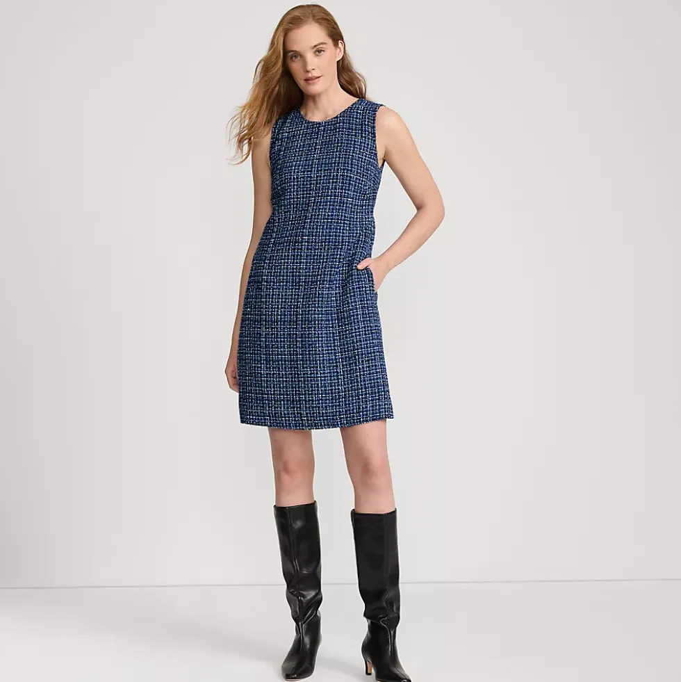 Women's Washable Tweed Sleeveless Above the Knee Dress
