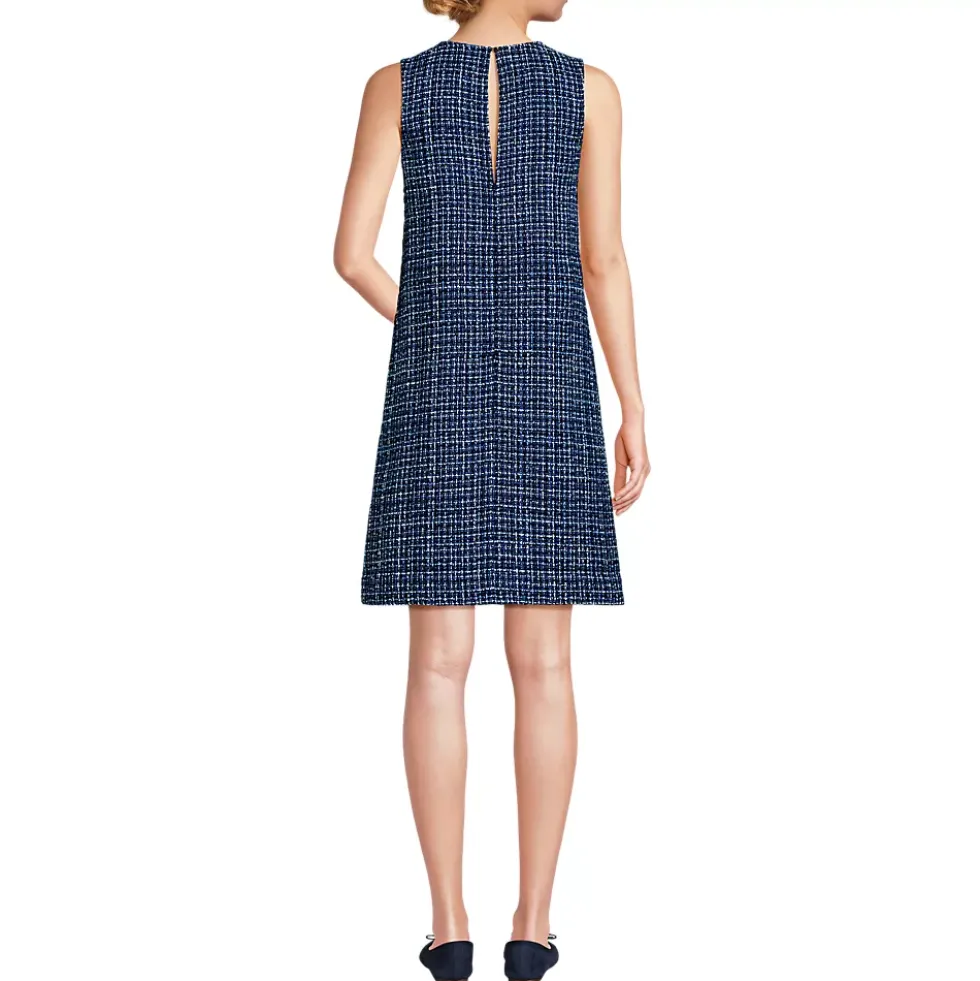 Women's Washable Tweed Sleeveless Above the Knee Dress
