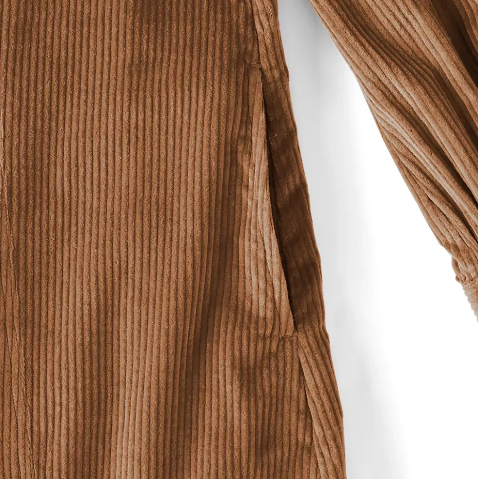 Women's Wide Wale Cord Popover Long Sleeve Shirt Dress