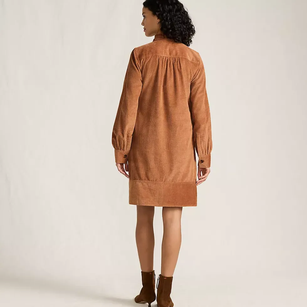 Women's Wide Wale Cord Popover Long Sleeve Shirt Dress