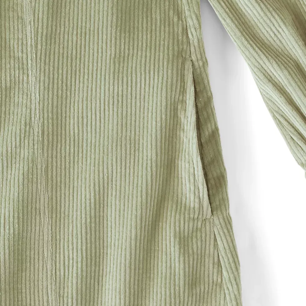 Women's Wide Wale Cord Popover Long Sleeve Shirt Dress