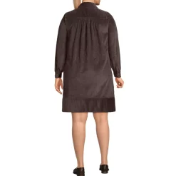 Women's Wide Wale Cord Popover Long Sleeve Shirt Dress